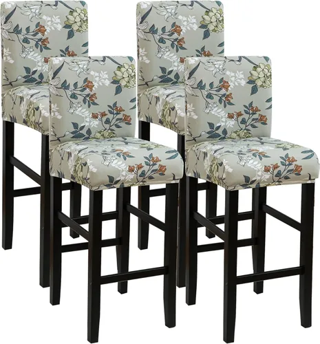 Vista 23 de FORCHEER Juego de 2 fundas negras para taburete de bar con respaldo, fundas de cuero para taburetes de bar con respaldo corto, extraíbles y lavables