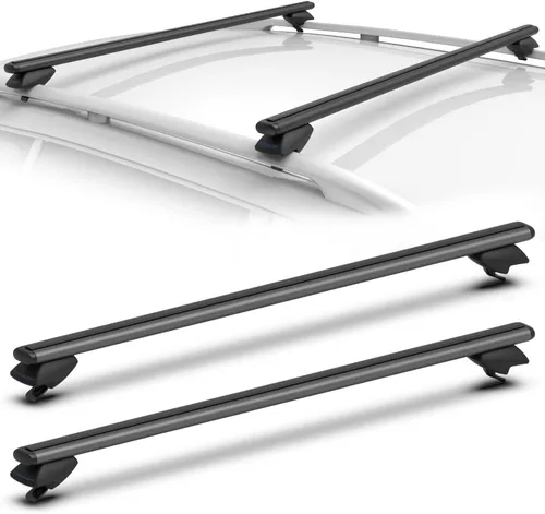 COWVIE Barras cruzadas de techo de aluminio de 47 pulgadas para carriles laterales elevados, barras de carga ajustables, capacidad de carga de 165