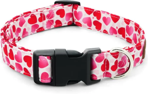 Vista 18 de Tunkoo Pink Daisy - Collar para perro, lindo collar ajustable de algodón de alta calidad, hebilla de plástico duradero para niños pequeños, medianos