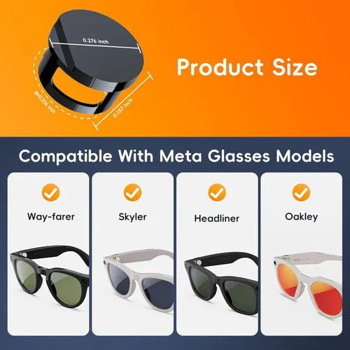 Vista 3 de Paquete de 6 Cubiertas de Luz LED para Gafas Ray-Ban Meta Way-farer/Skyler/Headliner (Gen 2) Cubierta de Cámara, Bloqueador de Luz LED Reutilizable