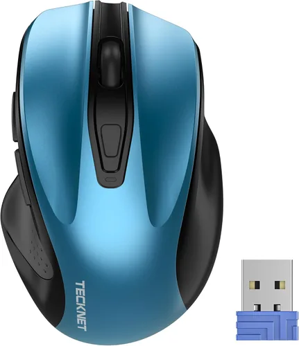 TECKNET Pro ratón óptico ergonómico inalámbrico móvil 2.4 G con nano receptor USB para portátil, PC, ordenador, Chromebook, portátil, 6 botones,