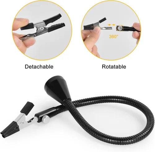 Vista 7 de Helping Hands - Soporte magnético para placa de circuito de soldadura, herramientas de tercera mano con lámpara de aumento LED 3X, soporte