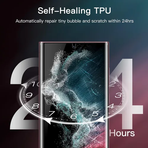 Vista 4 de JETech Protector de pantalla para Samsung Galaxy S22 Ultra 5G de 6.8 pulgadas con protector de lente de cámara, película de TPU flexible, compatible