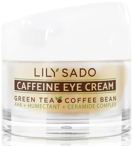 LILY SADO TEA+C Coffee & Matcha Caffeine Eye Cream - Loción hidratante natural vegana antienvejecimiento con granos de café arábica + té verde -