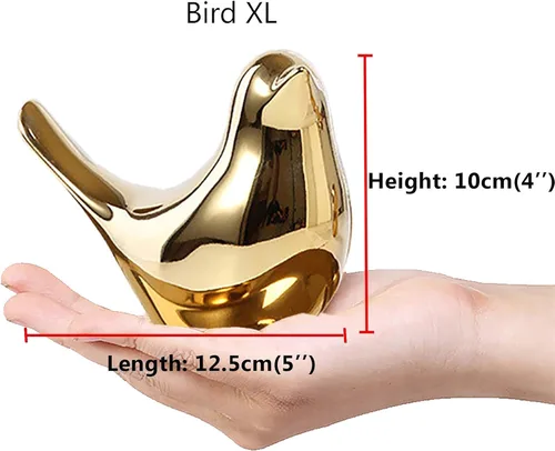 Vista 4 de FANTESTICRYAN Estatuas de pájaros pequeños, decoración dorada para el hogar, estilo moderno, adornos decorativos para sala de estar, dormitorio