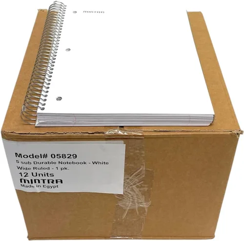 Vista 53 de Mintra Office Cuadernos en espiral duraderos, 5 materias (negro, con rayas universitarias, 1 unidad)