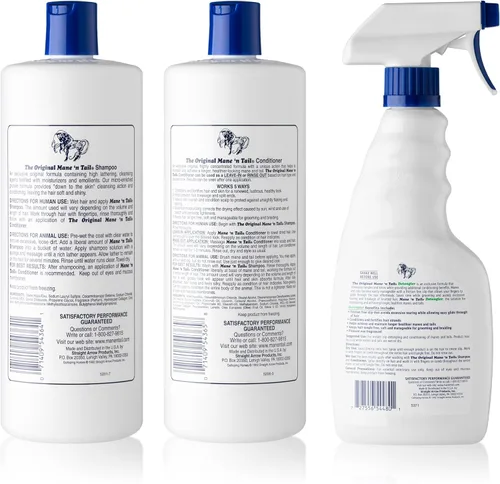 Vista 2 de Mane 'n Tail El kit de 3 piezas incluye champú de 32 onzas, acondicionador de 32 onzas, desenredante de 16 onzas