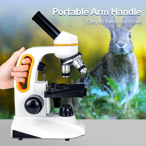 Vista 5 de SVBONY Microscopio monocular compuesto SM202 para adultos, kit de microscopio compuesto 40X-2000X, microscopio con etapa mecánica, adaptador