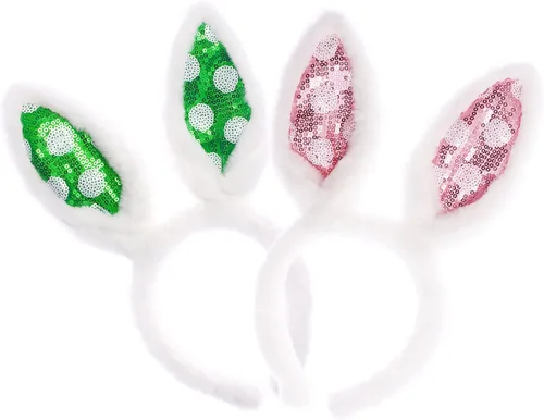 Bunny Ears Headbands 2pc,Cute Soft Touch Christmas Rabbit Ears Headband