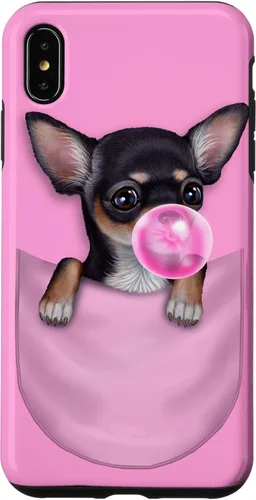Vista 11 de Black Chihuahua Dog in Pocket with Bubble Gum Case for iPhone 17