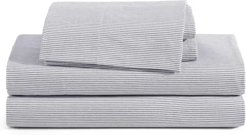 Vista 45 de Tommy Hilfiger - Sábanas para cama individual, ropa de cama de percal de algodón crujiente y fresca con funda de almohada a juego, juego de cama