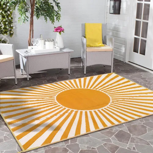 Vista 10 de Anidaroel Alfombra de área para exteriores para patio, 5 x 8 pies, impermeable, reversible, de plástico, alfombra de exterior, resistente a