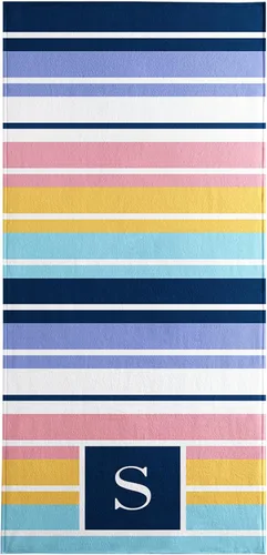 Vista 34 de Let's Make Memories - Toalla de playa personalizada - Toalla de piscina personalizada - Mezcla de algodón/poliéster - Tamaño estándar - Rayas verdes