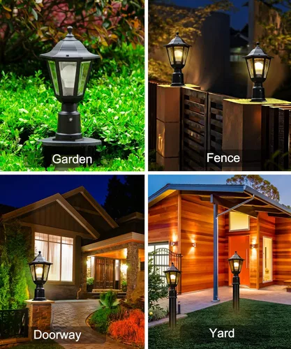 Vista 9 de FUDESY Luz de poste negra con sensor de anochecer a amanecer para exteriores con luz negra para exteriores