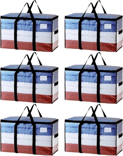 Vista 13 de TAILI - Bolsas de mudanza extra grandes, paquete de 4 bolsas azules resistentes para almacenamiento con ventana visible, asas envolventes