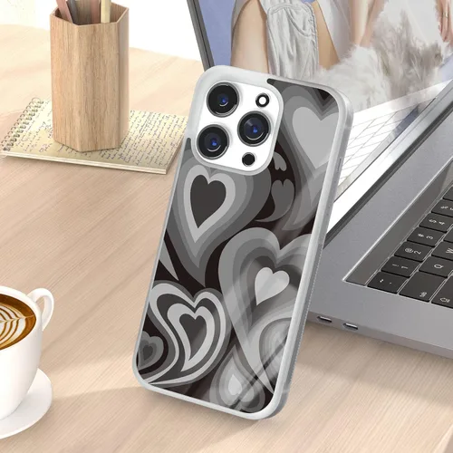 Vista 6 de Fundas con diseño de corazón estético para niñas para iPhone 11, 12, 13, 14, 15, 16 Pro Max Plus Mini, para Samsung Galaxy S21 S22 S23 S24 S25 Ultra