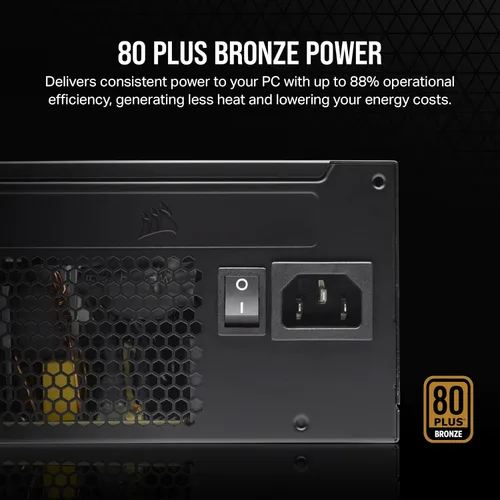 Vista 4 de CORSAIR CX650 80 Plus Bronce Fuente de alimentación ATX de bajo ruido no modular de 650 vatios - NA - Negro