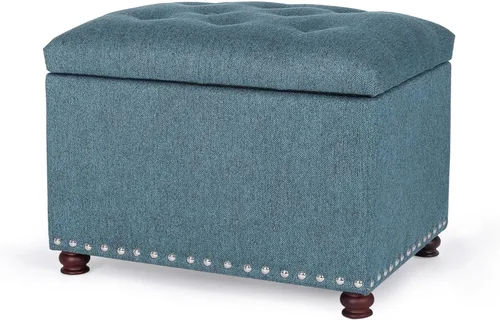 Vista 65 de Joveco Banco otomano de almacenamiento rectangular de tela, reposapiés, 24 pulgadas, moderno, copetudo, para dormitorio, asiento para entrada
