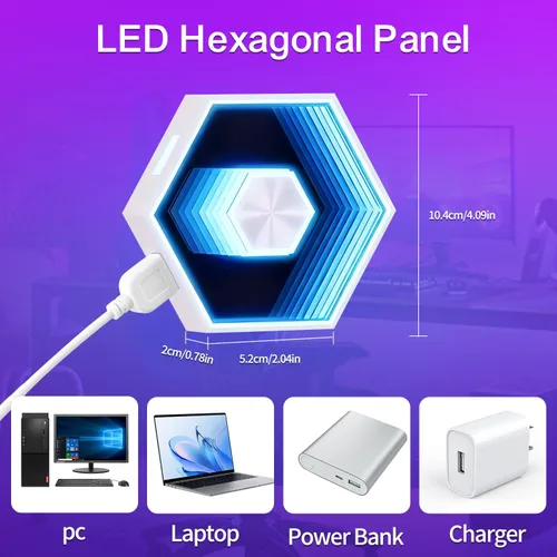 Vista 6 de Pack de 6 Luces Hexagonales de Pared RGBW - Panel de Luces Led Hexagonales para Decoración de Habitación, Luces de Pared, con Sincronización