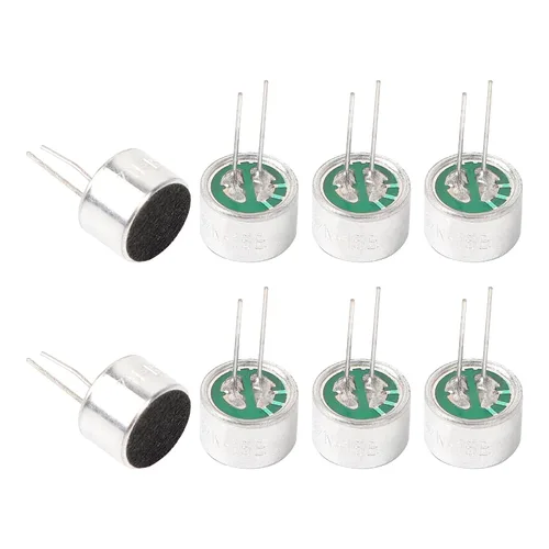 uxcell 8 unids cilíndrico electret condensador micrófono Pickup 85dB a través del agujero mini electret condensador micrófono con 2 pines