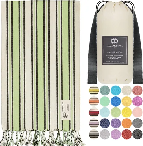 Vista 40 de Madamelique Toalla de playa con bolsa de playa de 39 x 74 pulgadas, toallas de playa prelavadas de gran tamaño -% 100 algodón, secado rápido, sin