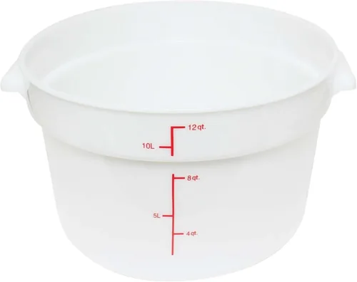 Vista 10 de TrueCraftware - Contenedor redondo de 1 cuarto de galón de polipropileno de color blanco - Contenedores de almacenamiento de alimentos comerciales