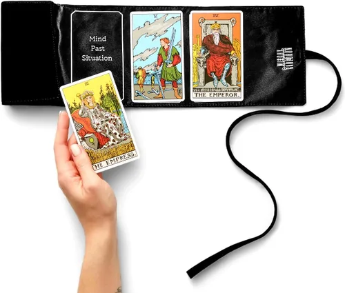 Witchy Cauldron Tarot Wrap & Bag — Tarot Tarot Tarot, paño de lectura de satén con 3 cartas, soporte de tarot para mazos estándar, regalo para Negro