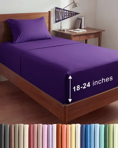 Vista 64 de Juego de sábanas Queen de bolsillo extra profundo, sábanas transpirables y refrescantes de 4 piezas, juego de sábanas de lujo de hotel, ultra suave