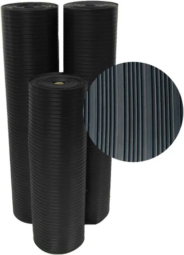 Rubber-Cal Alfombrillas de goma corrugada de costillas compuestas, rollo de 1/8 pulgadas de grosor x 3 pies x 1 pie