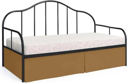 Vista 24 de Falda de cama plisada para sofá cama, falda de día individual color burdeos, caída de 12 pulgadas, 100% microfibra, falda de cama para sofá cama