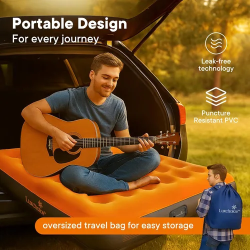 Vista 8 de Colchón de aire Luxchoice con bomba recargable USB incorporada, colchón inflable portátil para acampada, colchón hinchable, cama de aire, cama