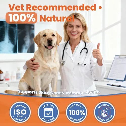 Vista 6 de Aceite de salmón para perros, Omega 3 para piel y pelaje de perro, suplemento masticable de aceite de pescado, Omega 6 EPA y DHA, ácidos grasos