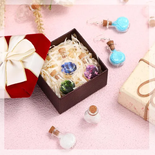 Vista 3 de Zhehao 100 mini botellas de vidrio de 0.07 onzas líquidas con tapones de corcho, pequeños frascos de deseos, pequeños frascos con mini botellas