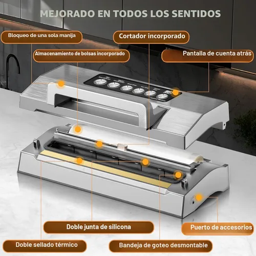 Vista 6 de Máquina Selladora al Vacío de Alimentos de Precisión, Sistema de Sellado al Vacío Completamente Automático POWOT, Saver de Alimentos al Vacío Pro