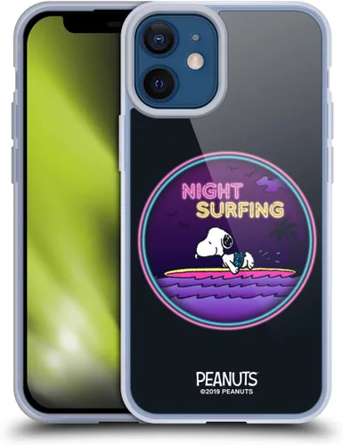 Vista 189 de Head Case Designs Funda de gel suave con licencia oficial de Peanuts Tropical Surf Snoopy Aloha Disco compatible con Apple iPhone 13 Mini