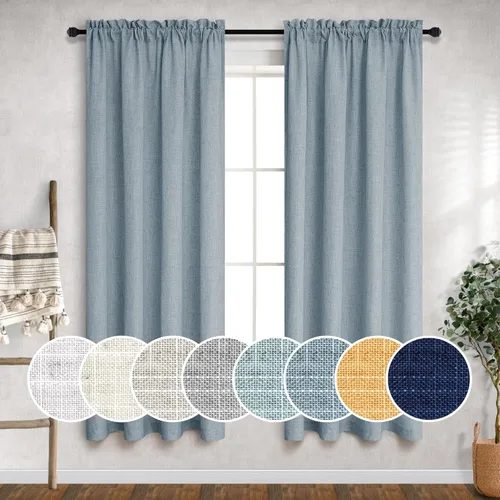 Vista 21 de Mrs.Naturall Cortinas azul marino de 90 pulgadas de largo para sala de estar, juego de 2 paneles con bolsillo para barra, cortinas reductoras