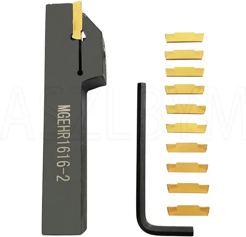 Vista 5 de Portaherramientas de Ranurado para Torno Portaherramientas de Corte y Ranurado MGEHR1616-2 Con 11pcs Insertos de Ranurado de Carburo Indexables