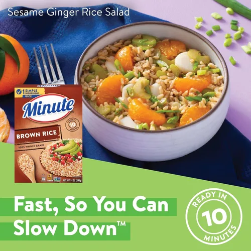 Vista 3 de Arroz integral Minute, arroz integral instantáneo para comidas rápidas, caja de 14 onzas