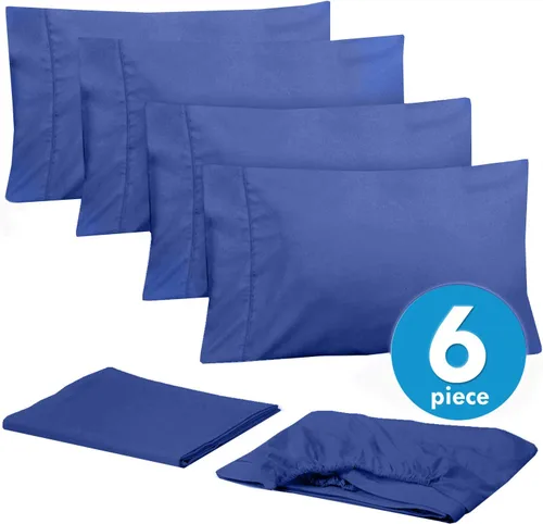 Vista 3 de Sweet Home Collection Sábanas de cama tamaño Cal King, juego de 6 piezas de 1500 hilos de microfibra cepillada fina con bolsillo profundo, fundas