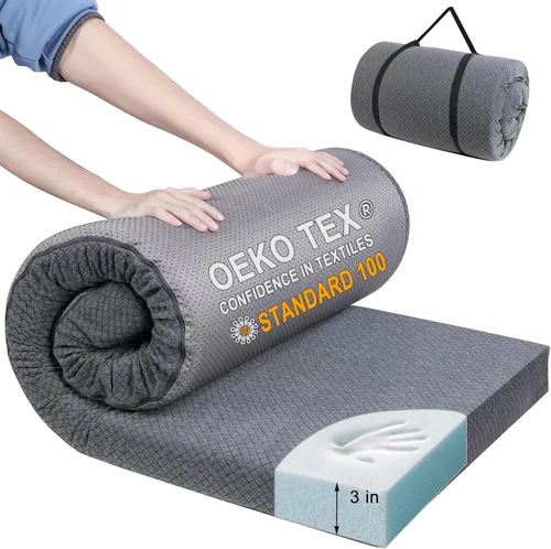 Extra Thick Memory Foam Camping Mattress - 72" x 24" Portable Sleeping Pad for Adults, Folding Camping Bed Mat, Lightweight Cot Mattress Topper for