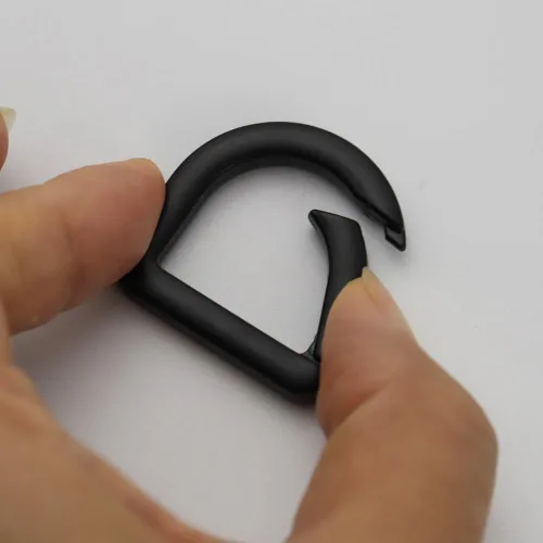 Vista 2 de 2 llaveros de resorte de metal semicírculo, clip de ganchos de resorte, hebilla de resorte, anillo plano en D para monederos (negro B)