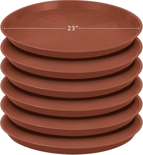 Vista 20 de Eccliy Paquete de 6 platillos de plástico resistentes para macetas, platillos grandes para macetas, bandejas de agua de plástico para interiores