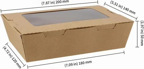 Vista 2 de KEILEOHO Paquete de 60 cajas de papel kraft marrón con ventana transparente, recipientes de alimentos para llevar de 40 onzas, cajas de pastelería
