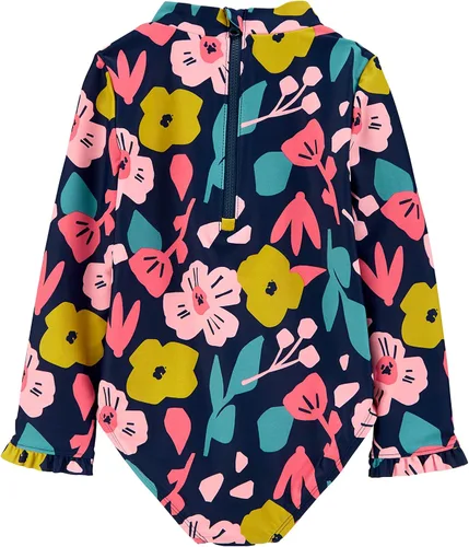 Vista 2 de Simple Joys by Carter's Girls' Long Sleeve Zipper One Piece Swimsuit