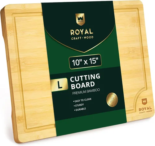 Vista 11 de Tabla de cortar de bambú orgánico con ranura de jugos - tabla de cocina para carne (bloque de carnicero) queso y verduras