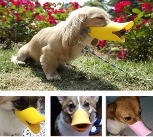 Vista 5 de Bozales de silicona antimordedura con forma de boca de pato, boca de pato, bozal anti-llamada para cachorros