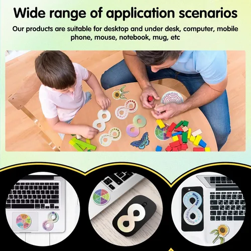 Vista 5 de 42 Pierces - Calcomanías calmadas para la ansiedad, sensoriales, antiestrés, táctiles, texturizadas, combinadas con ejercicios de respiración, tiras