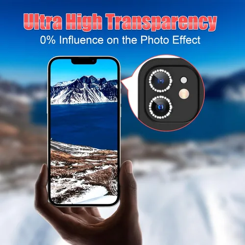Vista 6 de AGVEE 3+3 6 Pack para iPhone 12 Pro/12/12 Mini/11 Pro Max/11 Pro/11 Protector de lente de cámara, Anillo metálico con brillo de diamante