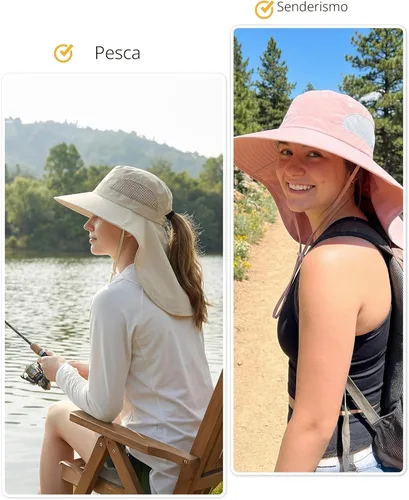 Vista 6 de Sombreros de sol para mujer, protección UV, ala ancha con agujero Beige