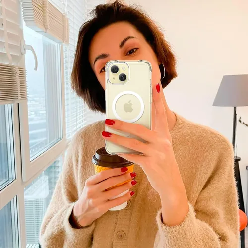 Vista 8 de Mkeke Funda magnética diseñada para iPhone 15 transparente, compatible con Magsafe, [no amarilla] [protección contra caídas de grado militar] fundas